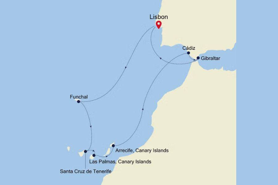 © Silversea Die einzelnen Stopps der Route.
