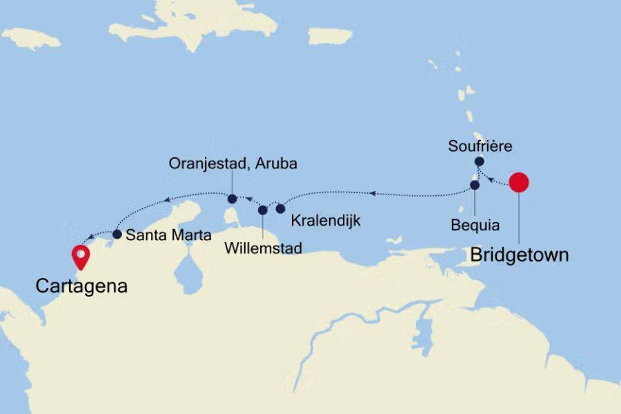 © Silversea Die einzelnen Stopps der Route.