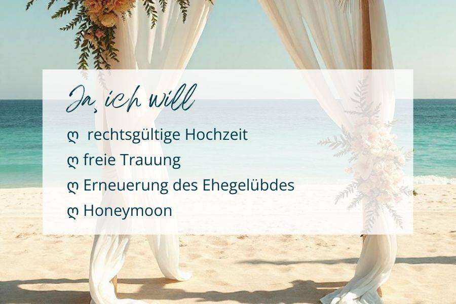 Alle Hochzeitsmöglichkeiten in diesem Resort.
