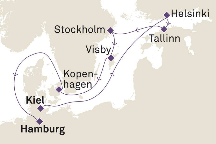 Routenkarte Kreuzfahrt