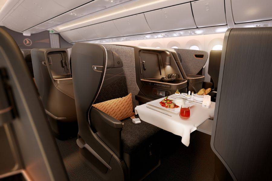 Einblick in die Business Class der Fluglinie.