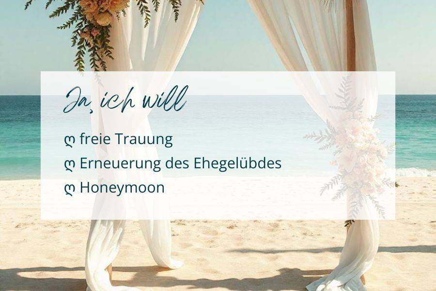 Alle Hochzeitsmöglichkeiten in diesem Resort.