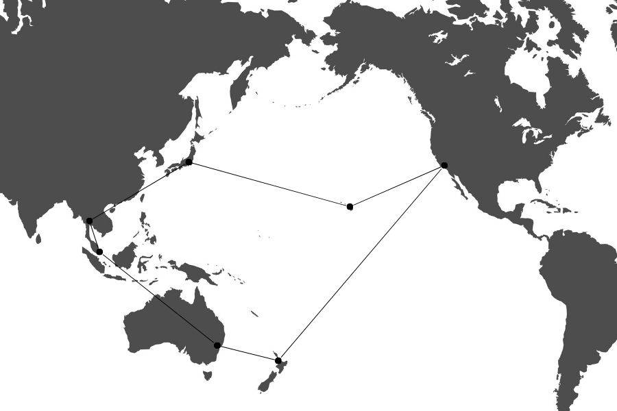 Weltkarte Pazifik zentriert