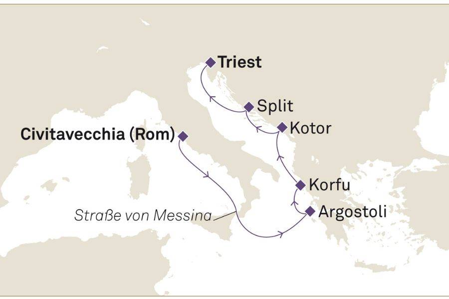 Routenkarte Kreuzfahrt