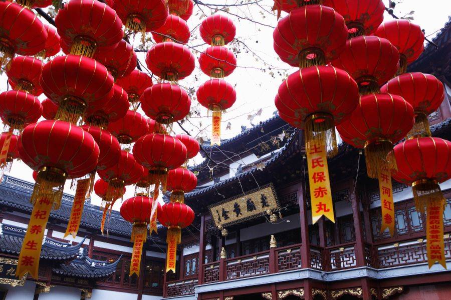 Traditionelle chinesische Laternen in der Altstadt von Shanghai